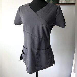 GUC XS Greys Anatomy by Barco Charcoal Gray Scrub Top